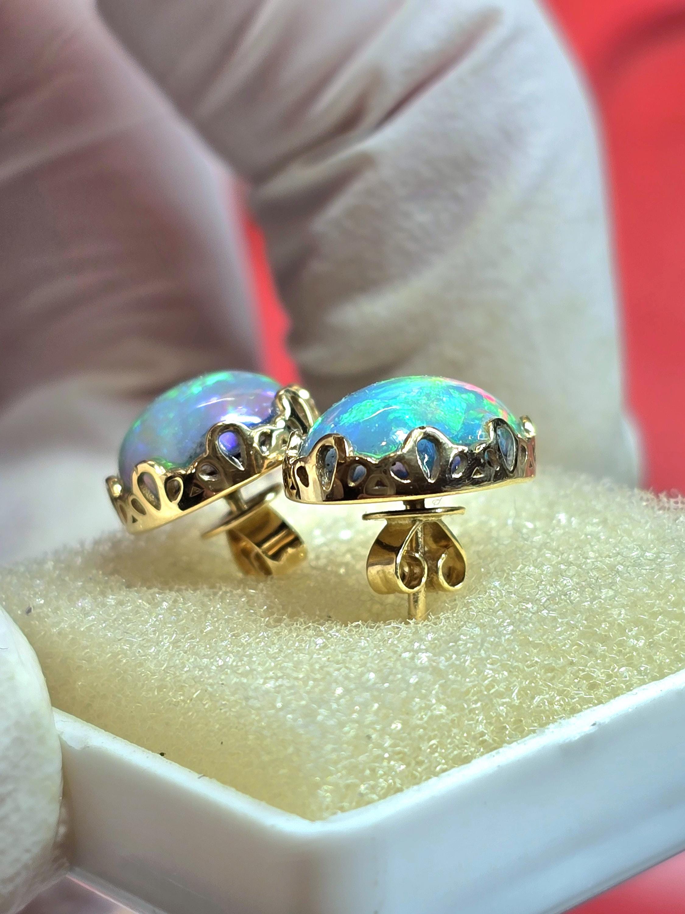 Opal earrings, 14k solid gold, opal stud earrings, stud earrings, opal earrings