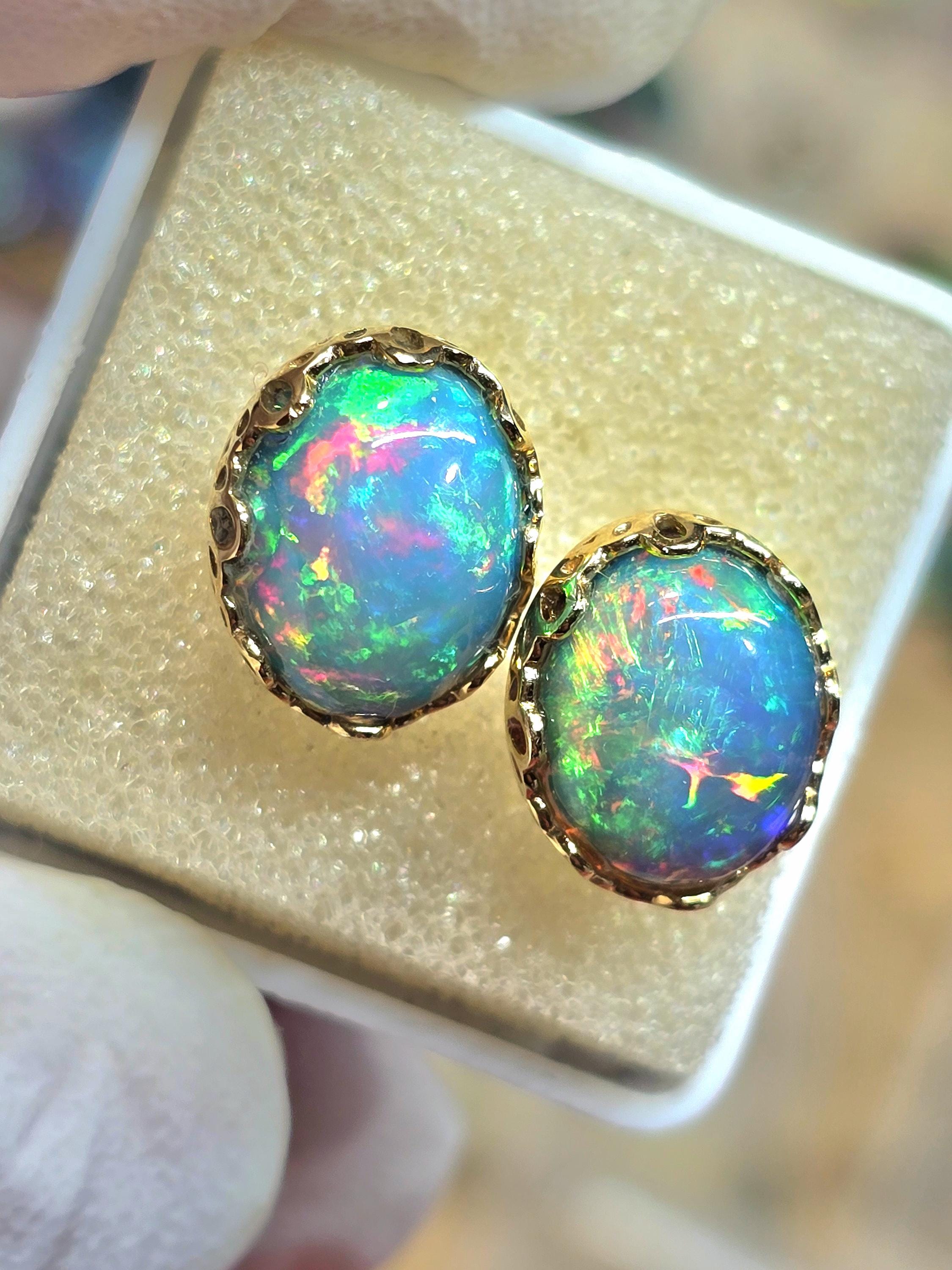 Opal earrings, 14k solid gold, opal stud earrings, stud earrings, opal earrings