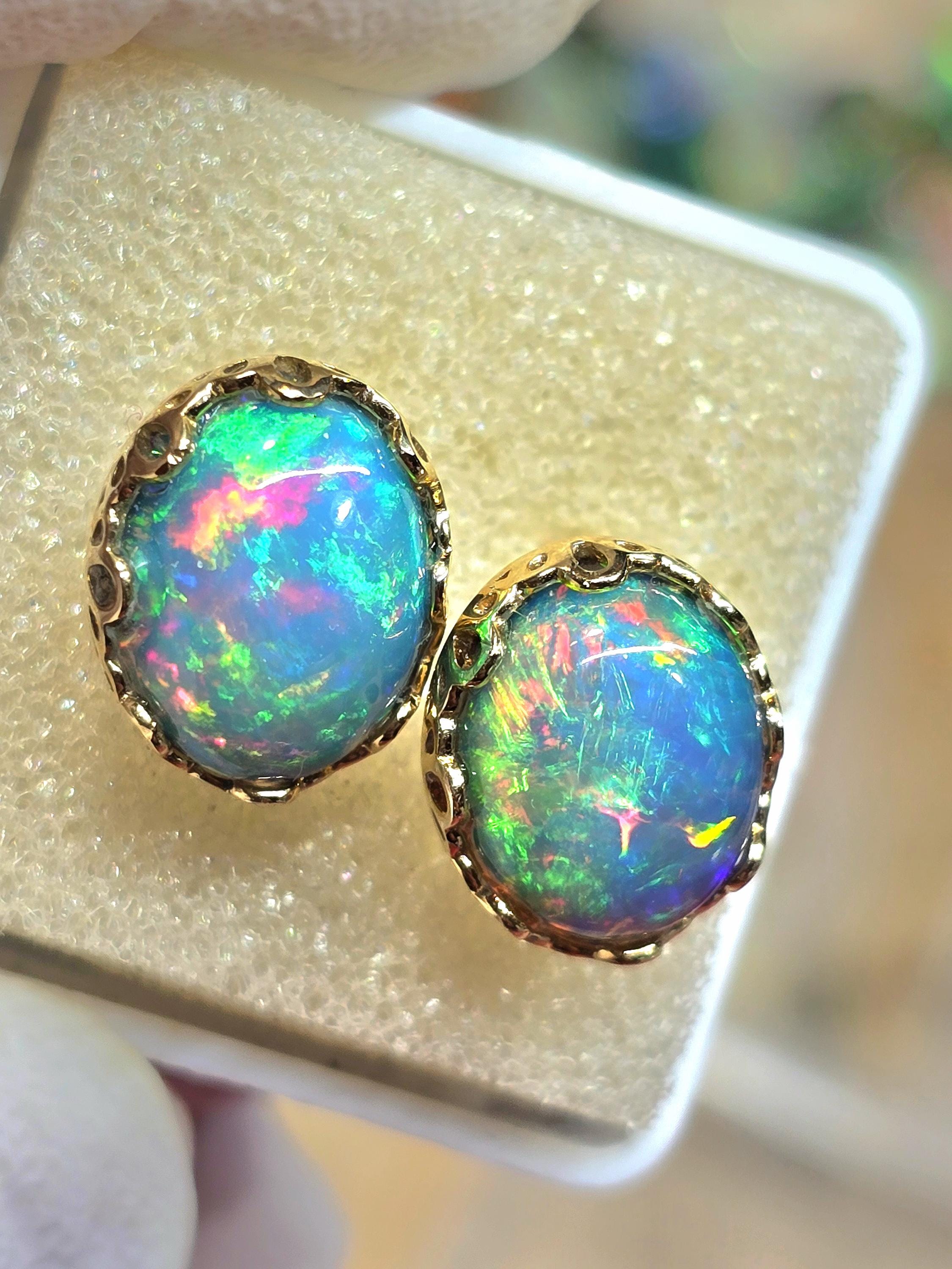 Opal earrings, 14k solid gold, opal stud earrings, stud earrings, opal earrings