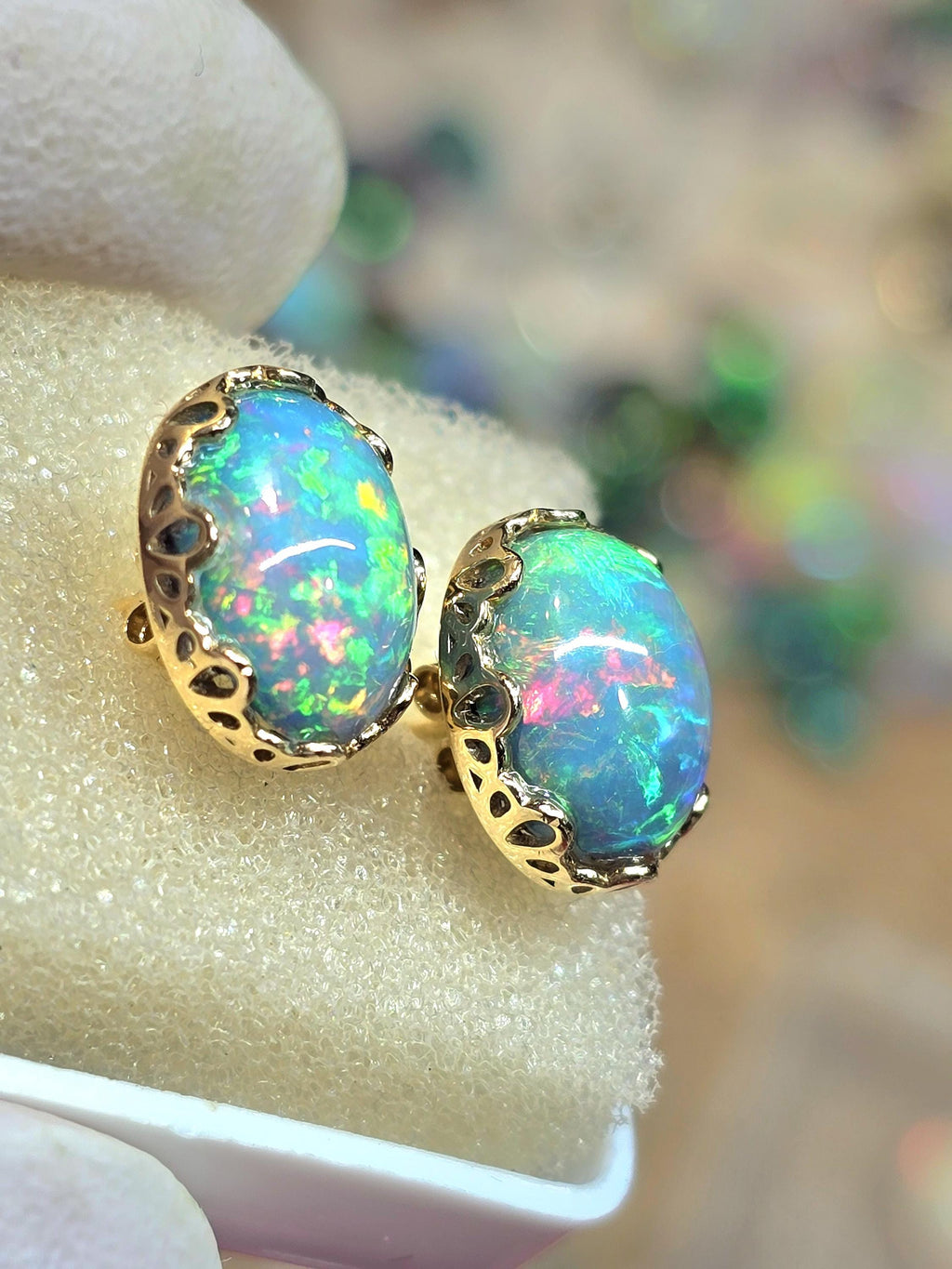 Opal earrings, 14k solid gold, opal stud earrings, stud earrings, opal earrings