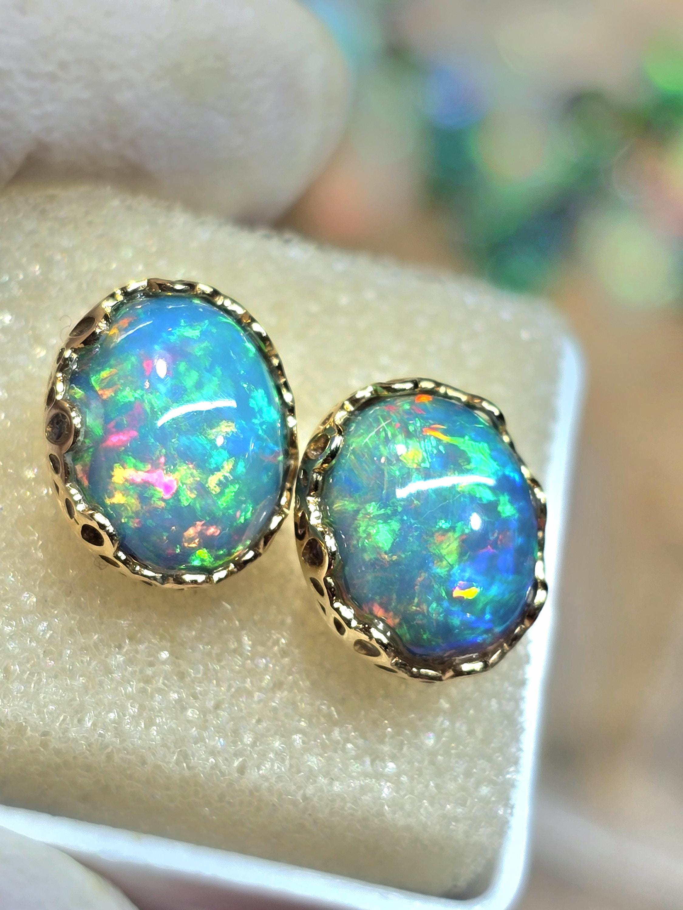Opal earrings, 14k solid gold, opal stud earrings, stud earrings, opal earrings
